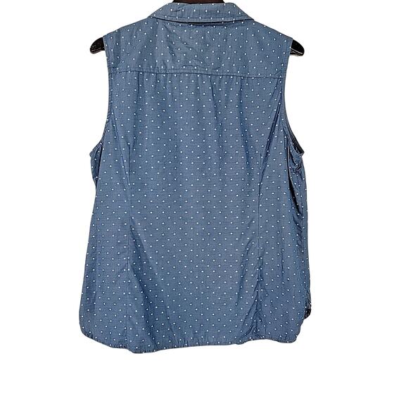 Tommy Hilfiger Women’s Chambray Swiss Dot Sleeveless Button-Up Shirt XL 100% Cot - Picture 5 of 7